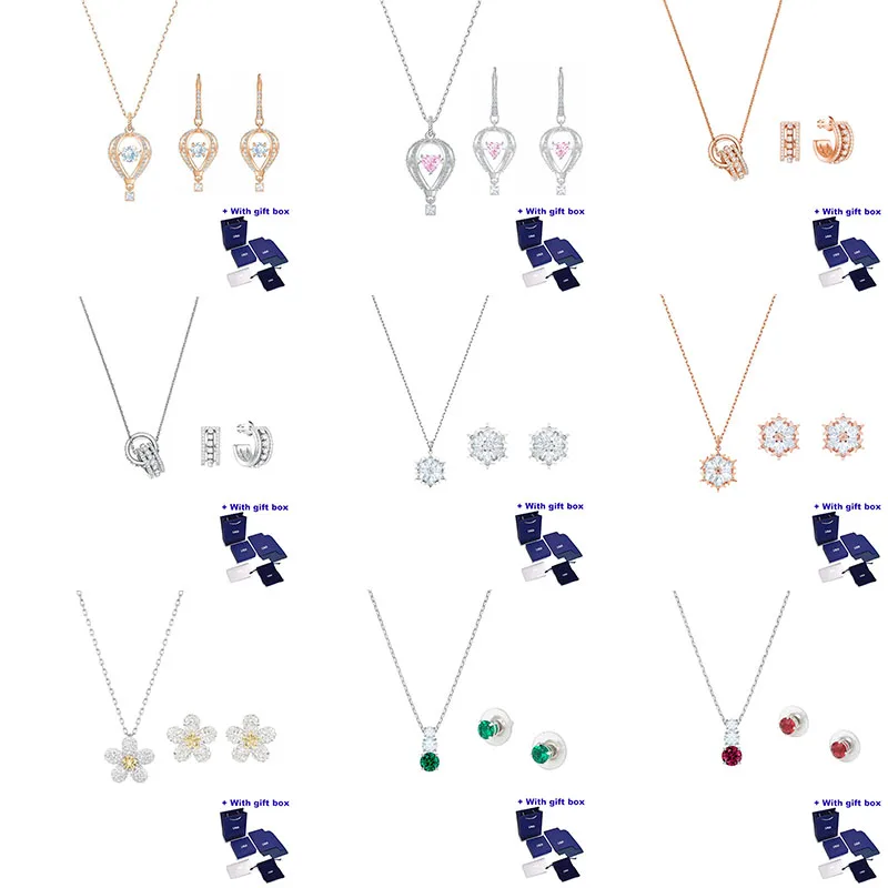 

High Quality Jewelry Fashion Necklace Stud Earrings Set Fashion Women Jewelry, Beautiful Gift Box Free Shipping