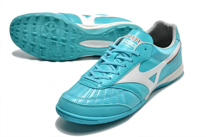 Original Mizuno Creation MORELIA TF M8 Men's Sports Shoes Mizuno Outdoor Sneakers Aqua/White Color Size Eur 40-45