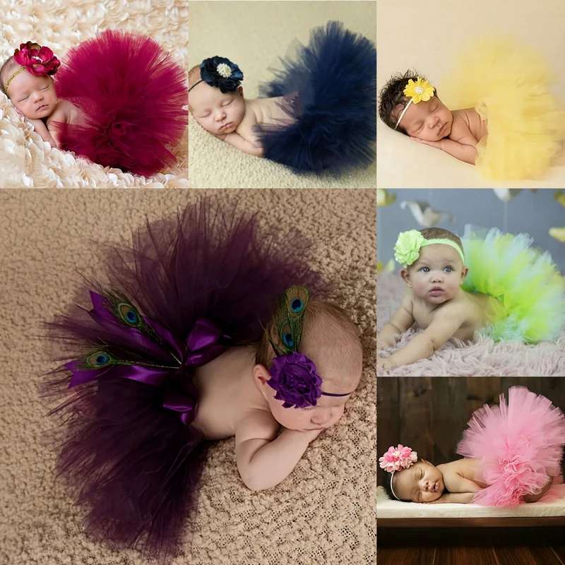 

Юбка-пачка для новорожденных, одежда для фотосъемки, наряд на первый день рождения для маленьких девочек, одежда для маленьких девочек, Тюлевая Пышная юбка, повязка на голову