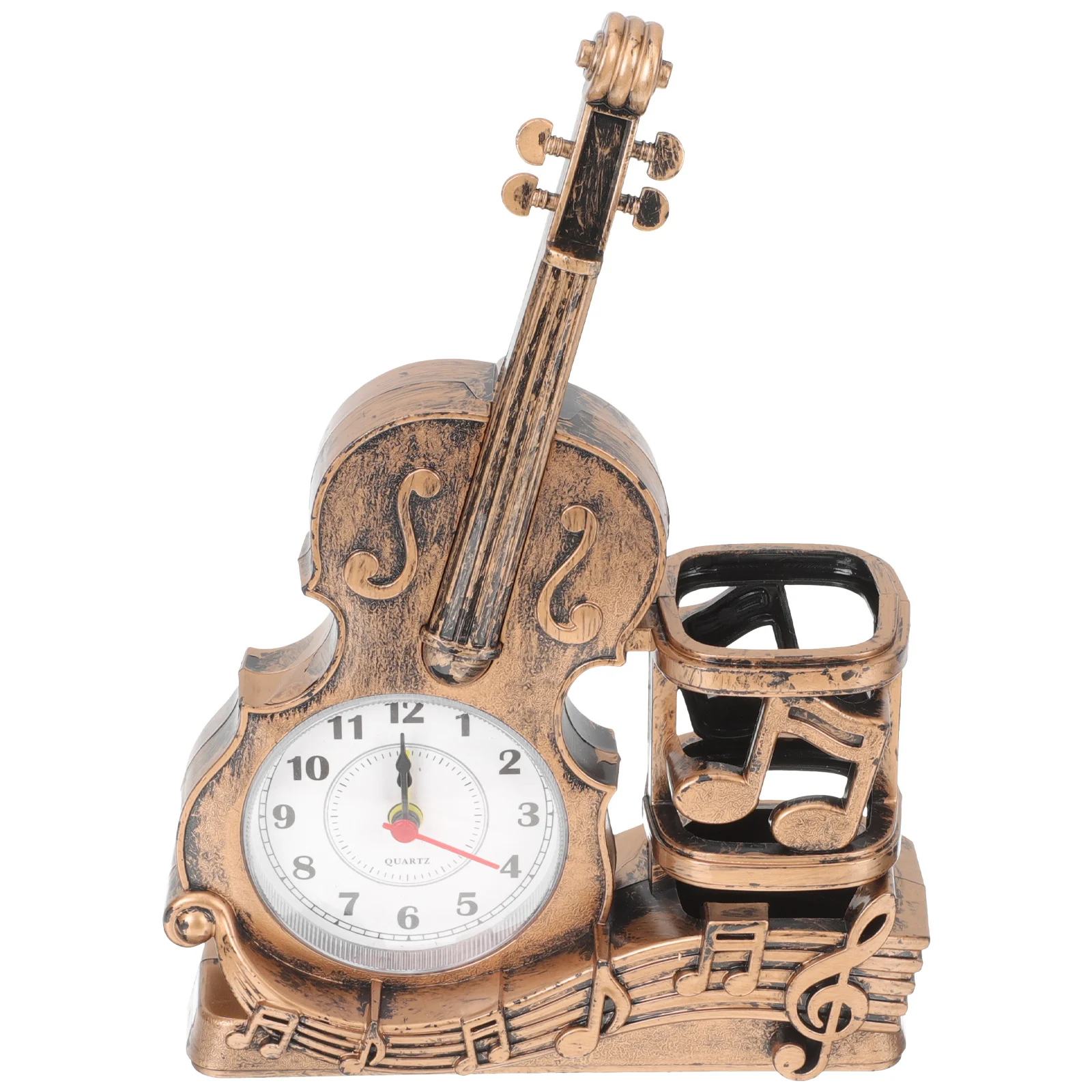 

Violin Clock Pen Holder Desktop Organizer Alarm Table Desk Kids Tape Finger Model Miniature Storage Ornament Decoration Cup