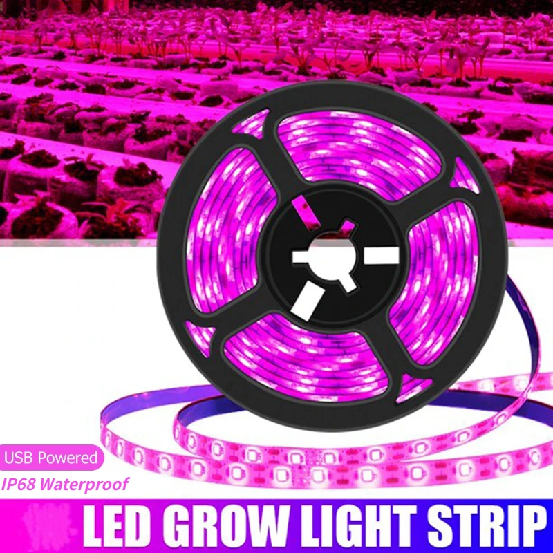 

5M Waterproof LED Phyto Lamp Full Spectrum Grow Light Strip USB DC5V 2835 SMD Plant Flower LED Greenhouse Cultivo Hydroponic