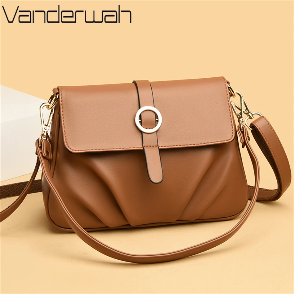 

High Quality Ruched Shoulder Bag Soft Leather Luxury Handbag Women Bags Designer Crossbody Bag Female Fashion 2022 Messenger Sac