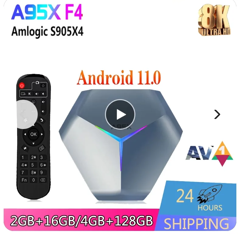 【Подлинная】A95X F4 android 11 Smart TV Box 8K 4K 3D HD RGB Light 2.4/5G WiFi BT AV1 Airplay Miracast Интернет 100M A95XF4