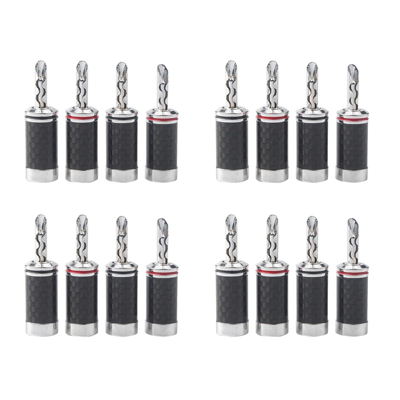 

16Pcs Banana Plugs Hi-End HIFI DIY Carbon Fiber Copper Plated Rhodium Electrical Audio Jack Banana Connector Plug