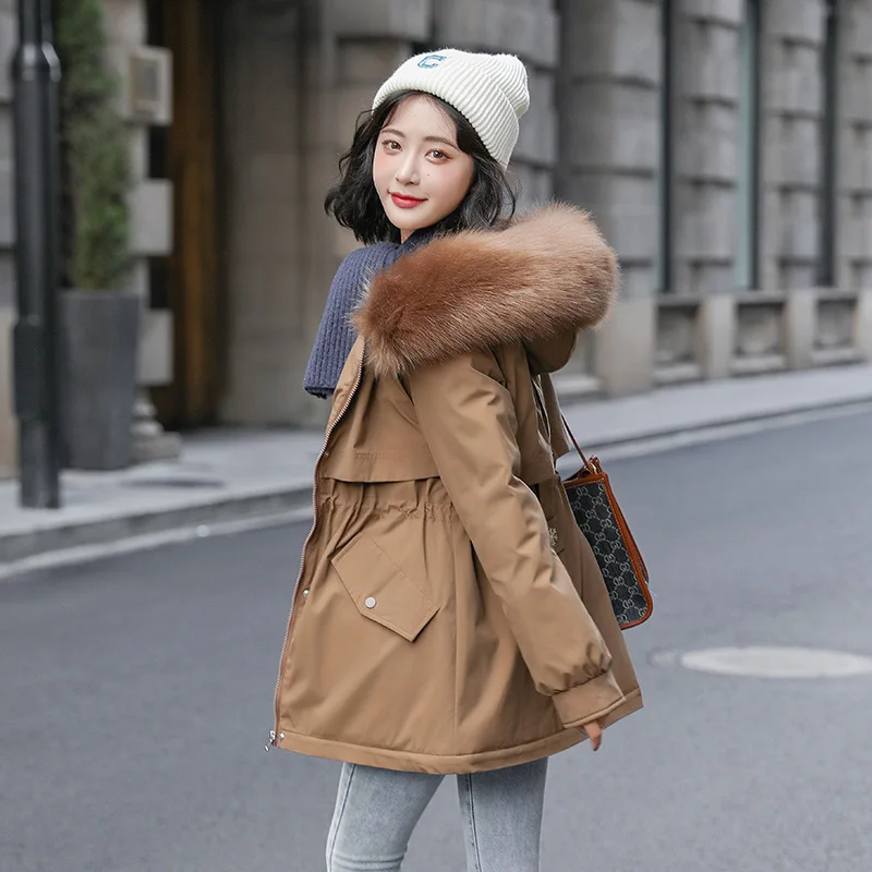 Winter Jacket Women Parkas 2022 New Fur Collar Snowsuit Fashion Long Sleeve Loose Korean Coats Hooded Female Clothing