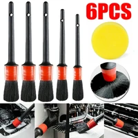 6pcsset car cleaning detail brushes kit for cleaning wheels engine air vents pp rubber wire car wash brush for auto clean tools