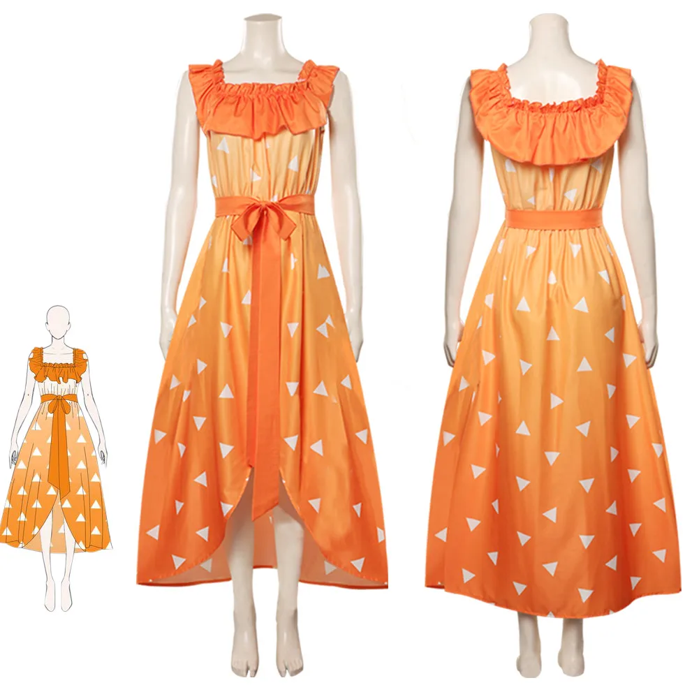 

Demon Slayer Agatsuma Zenitsu Cosplay Costume Dress Outfits Halloween Carnival Suit