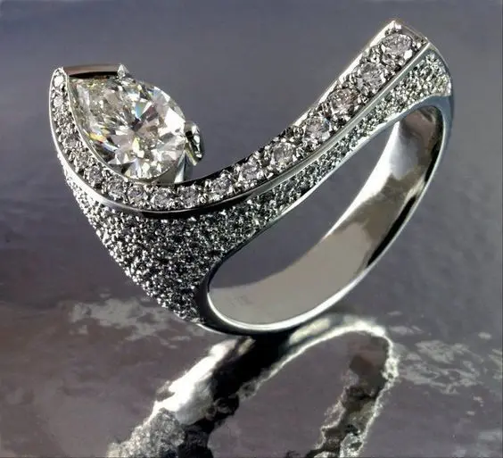 

Серебряное инкрустированное бриллиантовое кольцо S925 в европейском и американском стиле, роскошное и премиальное Женское Обручальное Кольцо