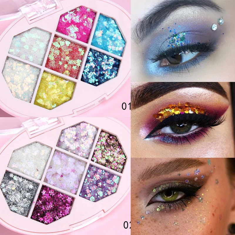 

Waterproof Glitter Eyeshadow Palette 16 Color Big Sequins Shimmer Eyeshadow Gel Cream Shiny Eyeshadow Pigments Makeup Cosmetic