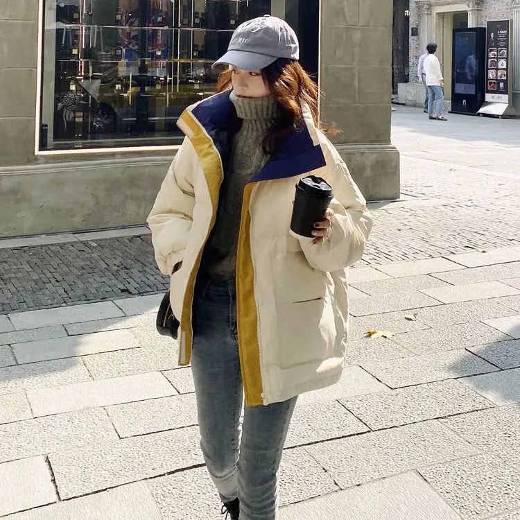 Winter Parkas Women Short Padded Jacket 2023 New Korean Style Loose Harajuku Bread Jacket Female Thick Padded Jackets Student