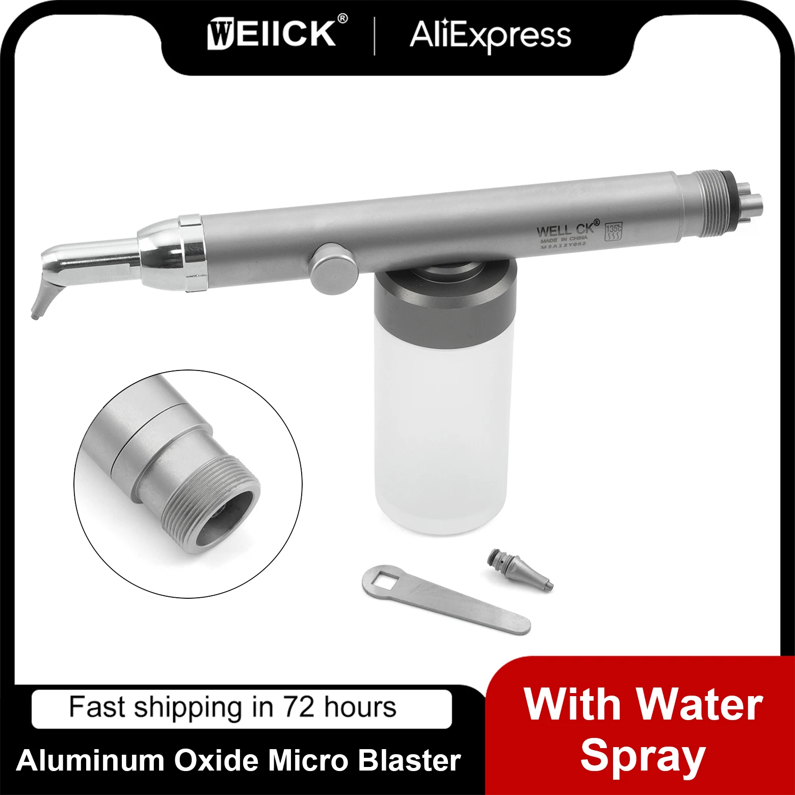 WellCK Dental Aluminum Oxide Micro Blaster with Water Spray Microetcher Alumina Sandblasting Gun Air Polisher Dentist Equipment