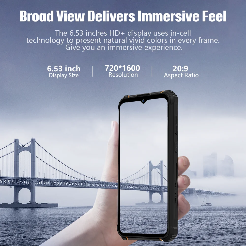 HOTWAV W10 Smartphone 6.53'' HD+ 4GB 32GB 15000mAh Large Battery Android 12 Mobile Phone 13 MP Camera Rugged Cellphone