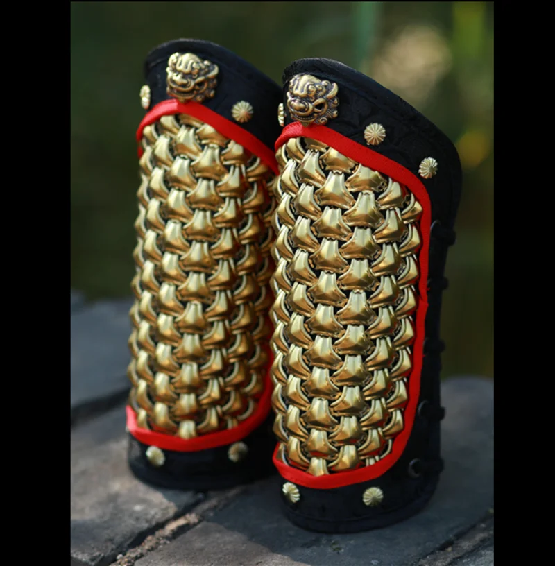 

Ancient Hanfu Wrist Guard Men Chinese Cosplay Accessories Dragonscale Armguards Hanfu Armor Stainless Steel Golden Armguards