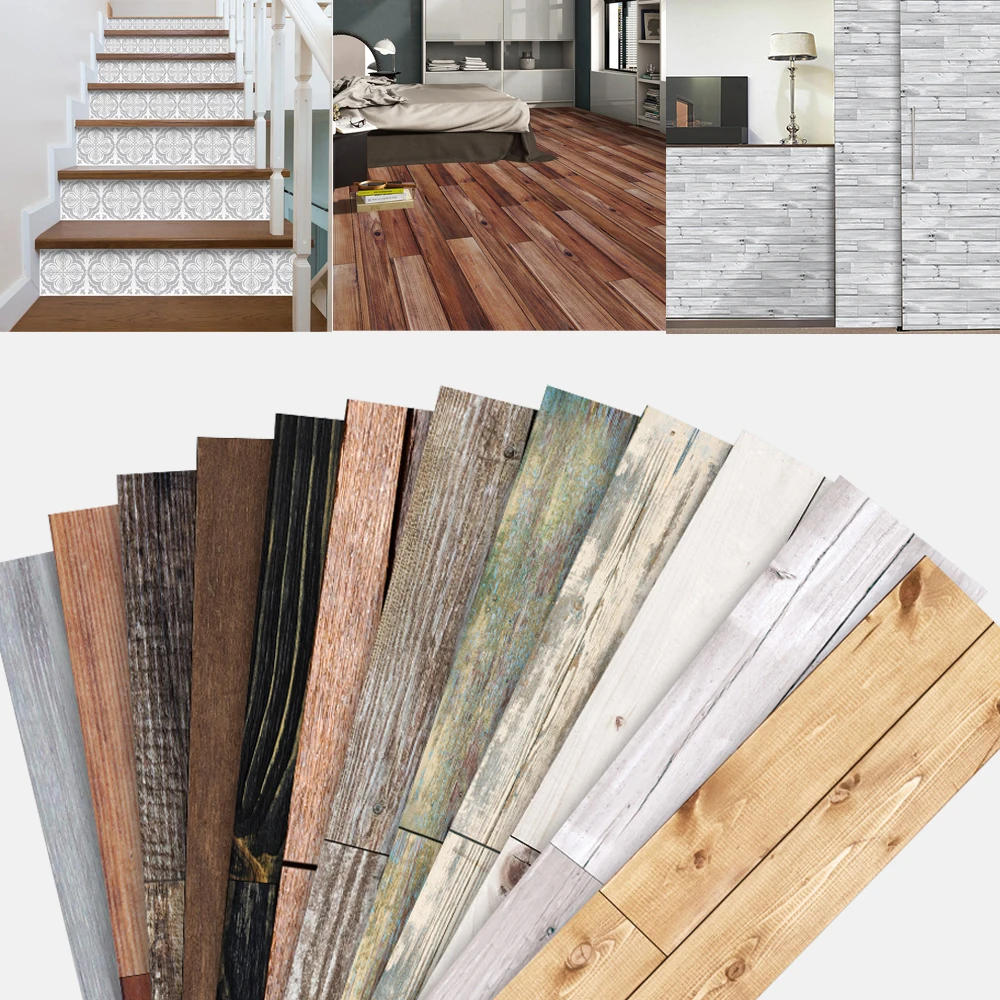 

33 Styles Oriental Wood Grain Floor Stickers Self Adhesive Vinyl PVC Vintage Wall Tiles Sticker DIY Home Decorations Removable