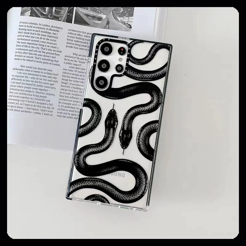 

Artist Black Snake King mobile phone case S23Ultra is suitable for Samsung S22+ personalized creative S20 couple anti-fall soft