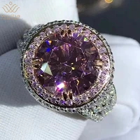 WUIHA Real 925 Sterling Silver 3EX 4CT VVS Pink Sapphire Synthetic Diamond Wedding Engagement Ring for Women Gift Drop Shipping