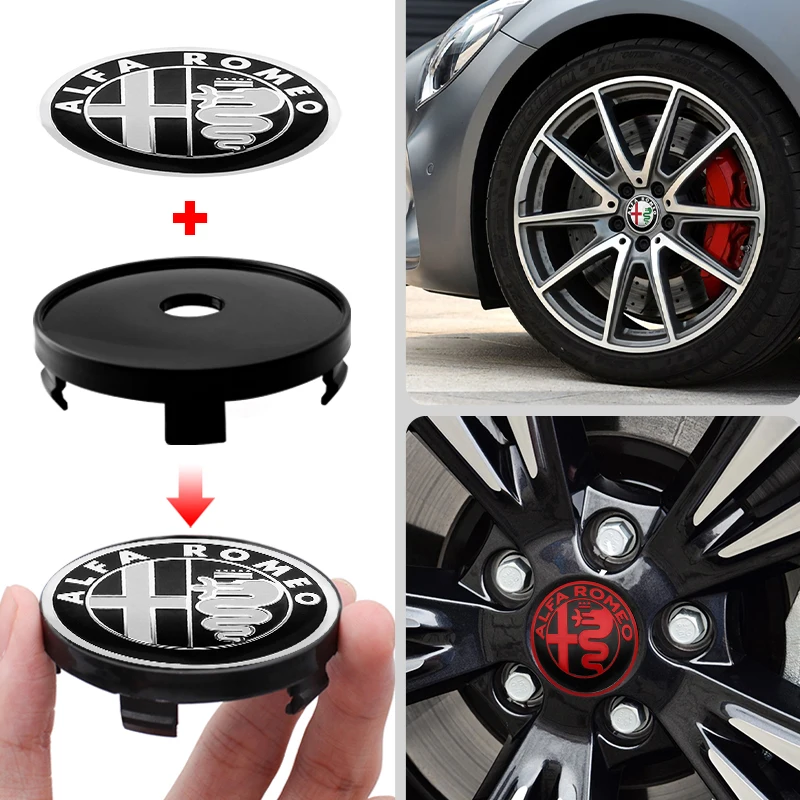 

4pcs 56/60mm Car Emblem Sticker Wheel Center Cap Hub Covers For Alfa Romeo Giulia Giulietta Mito Stelvio 147 159 156 Accessories