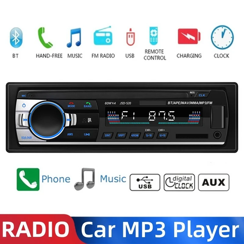 

1Din Car MP3 Player Bluetooth Autoradio Stereo Radio FM AUX Input Receiver SD USB Music Player 12V Multimedia Radio