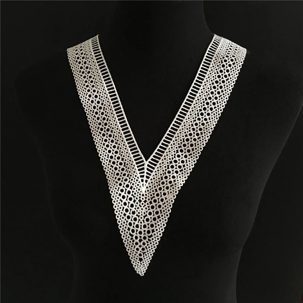 

Оптовая продажа, 1-10 шт., черно-белые вышитые кружева с V-образным вырезом, декоративные аксессуары для одежды «сделай сам»