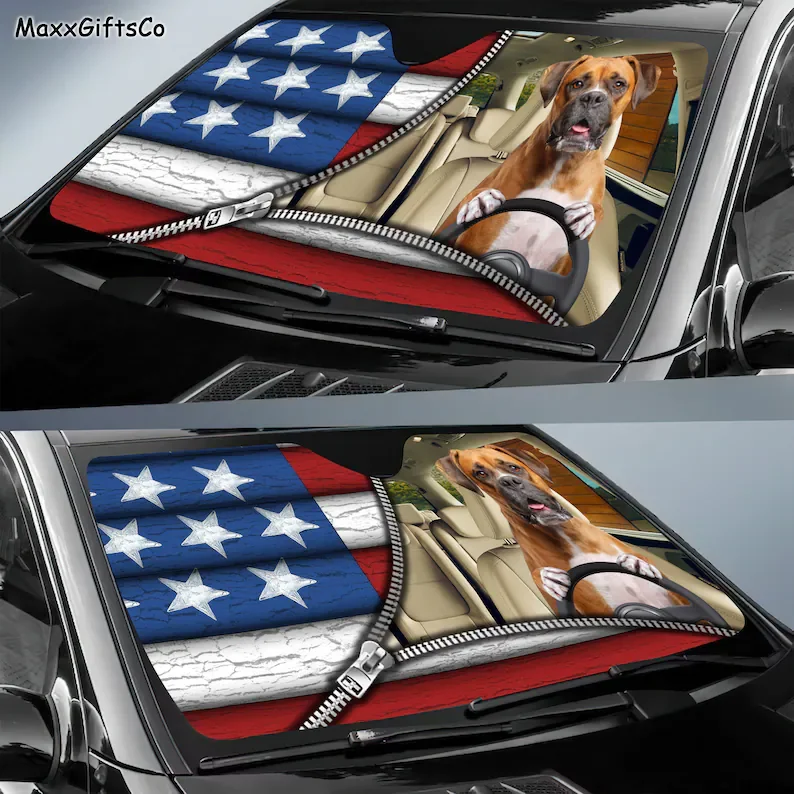 Боксерский автомобильный экран от солнца для собаки, солнцезащитный экран лобового стекла, аксессуары для декорации подарка для папы и мамы.