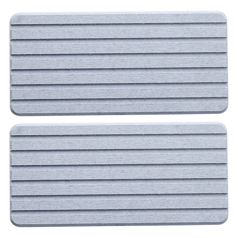 

2 PCS Water Absorbent Diatomite Coasters Rectangle Grooved Design Water Absorbing Stone Gray