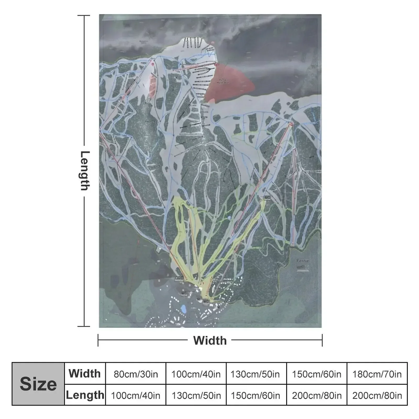 Плюшевое одеяло Fernie Resort Trail Map