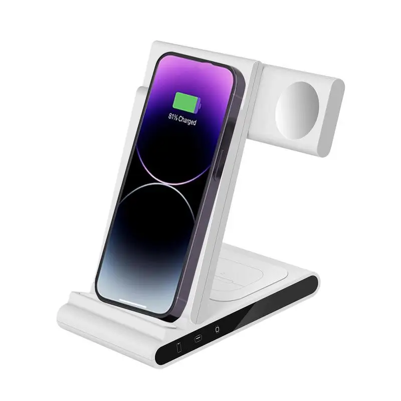 

3 In 1 Foldable Wireless Charger Stand For Phone 14 13 12 11 XS X 8 Fast Charging Dock Station For Watches 8 7 Air Pods