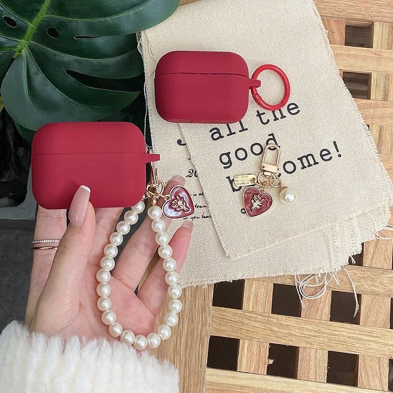 

Funny For Honor Earbuds X1 Case Luxury Vintage Rose Pearl KeyChain Hearphone Box Case Honor X1 Soft Silicone Earphone Cover