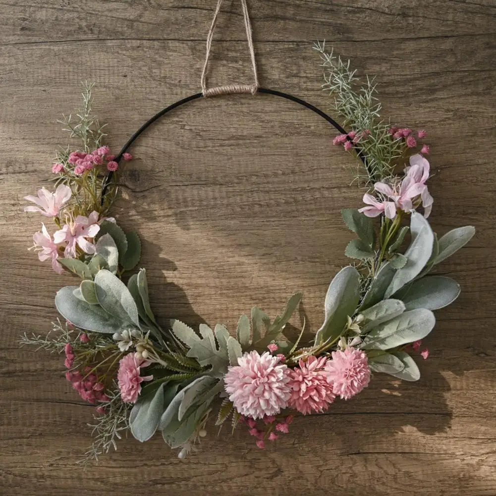 

Pretty Artificial Wreath Green Leaves Crafts Wall Door Decor Fake Flower Wreath Reusable Fake Wreath Home Supplies