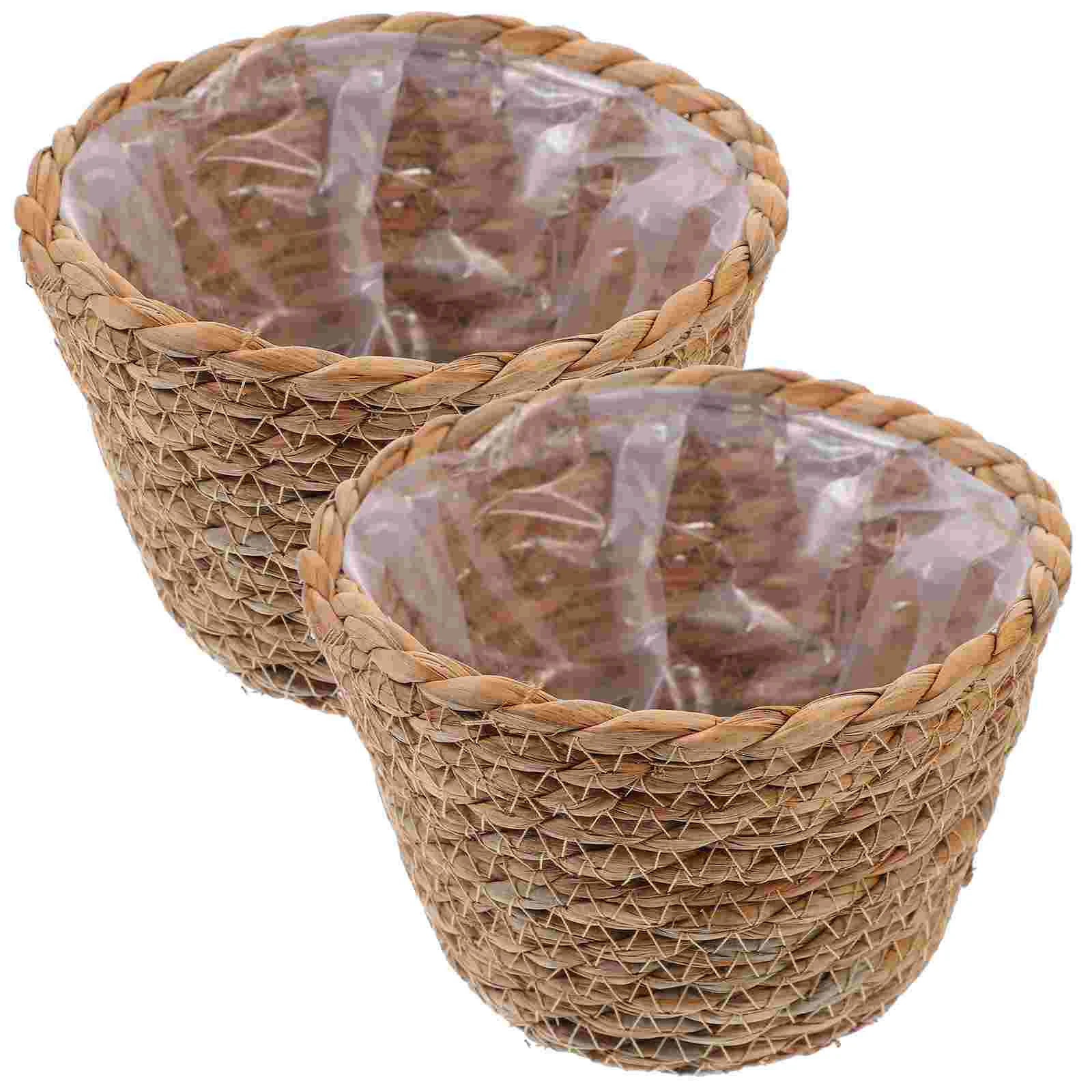 

2 Pcs Hamper Flower Girl Supplies Basket Woven Baskets Gifts Grass Arrangement Planter Rustic