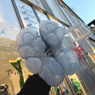 Light Blue Black Round Toe Thick Sole Air Cushion Bubble Transparent Heel Height Increasing  Leisure Sneakers Shoes For Women