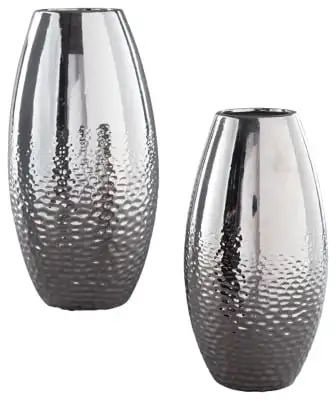 

Dinesh Modern Glam 2 Piece Decorative Vase Set, Silver Finish