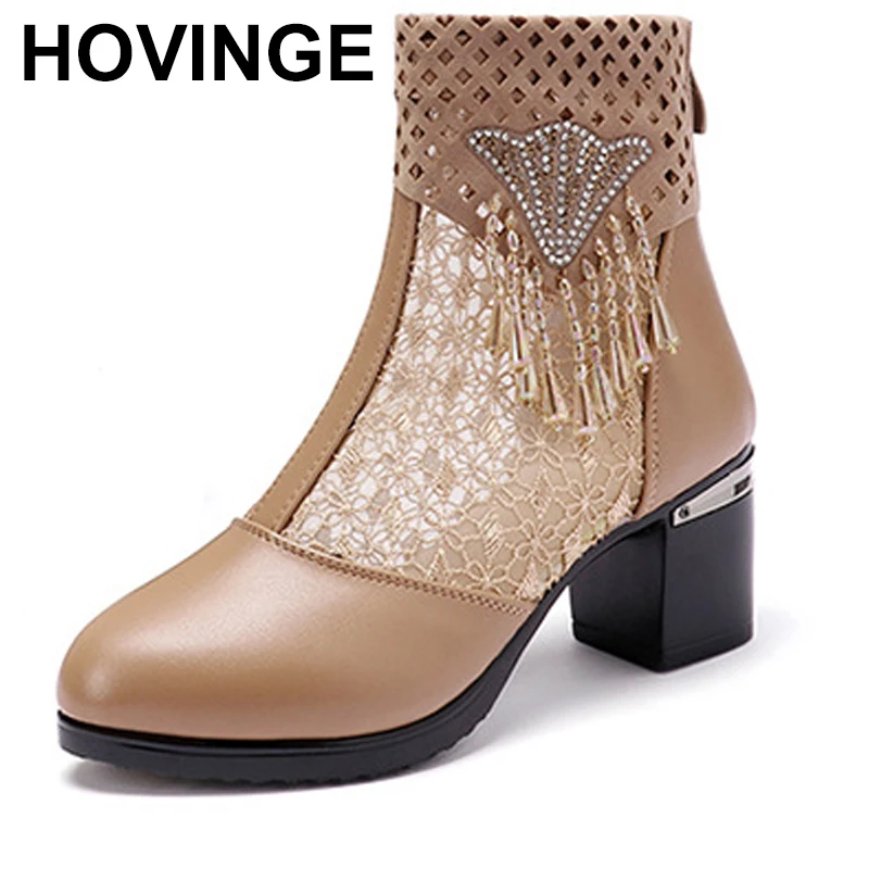 Женские босоножки из воловьей кожи на среднем каблуке