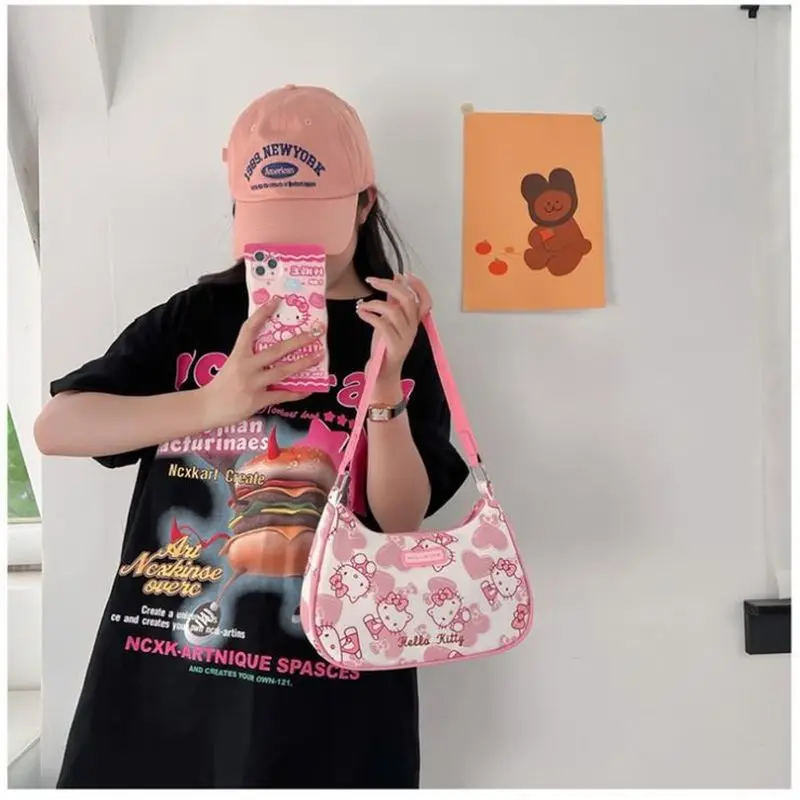 Sanrio Hellokitty женская сумка через плечо мультяшный Кот Kt модная под подмышку уличная