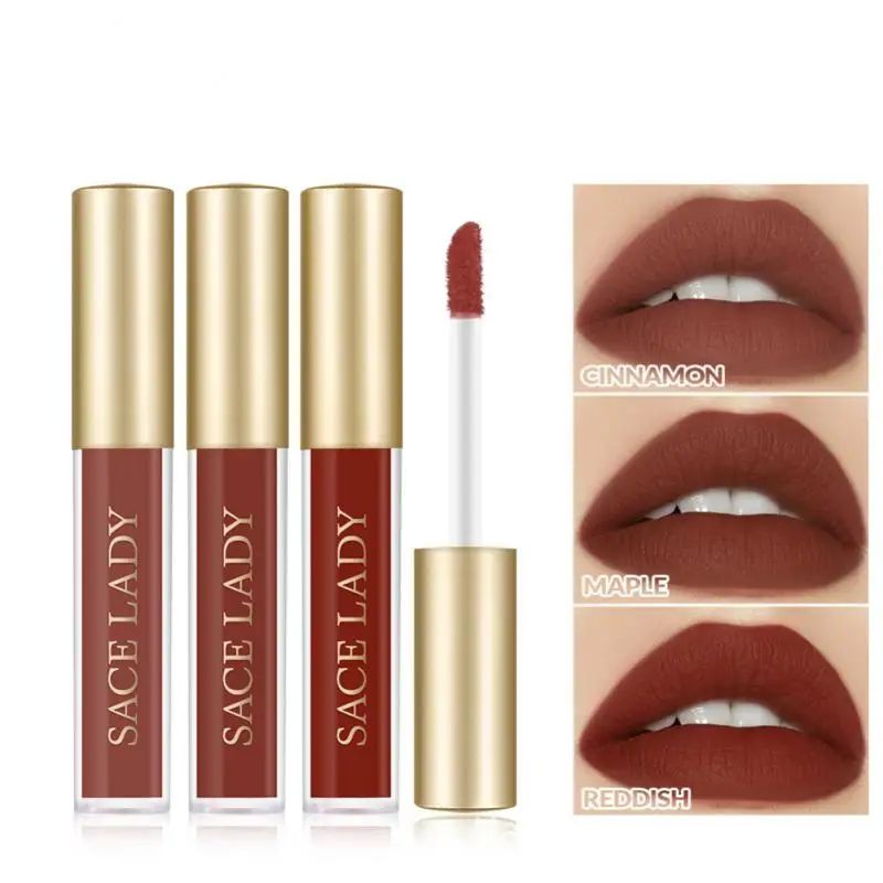 

SACE LADY 3 Lip Glaze Set Sample Combination Velvet Matte Waterproof Non-stick Cup Lipstick Waterproof Moisturizing Lip Gloss