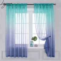 multi color gradient tulle window curtains for living room bedroom modern 3d yarn sheer voile curtain for kitchen short drapes