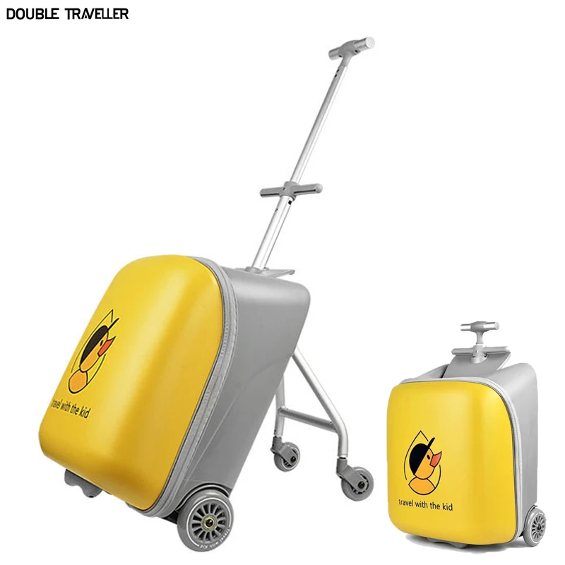 

New 2022 Cartoon baby ride on trolley luggage Lazy kids trolley case box scooter suitcase rolling luggage carry on suitcase