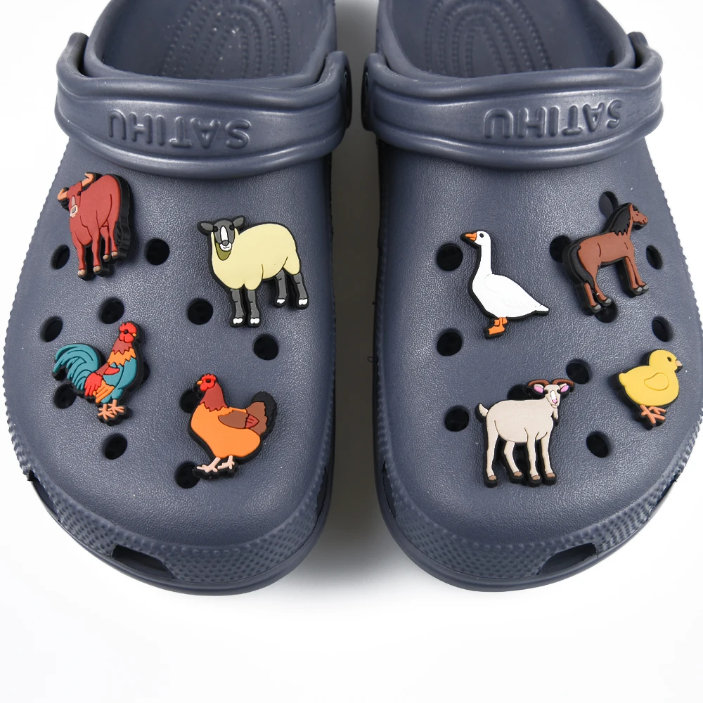 New Arrival Cute Animals Croc Shoe Charms Sushi Poi Spam Shoes Decorations Save Our Earth Wristband Accessories Ox Goat Chicken
