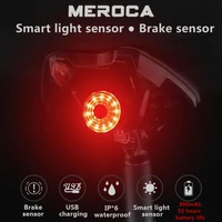 meroca rechargeable bike taillight ipx6 waterproof smart sense brake light for night security cycling rear light bicycle