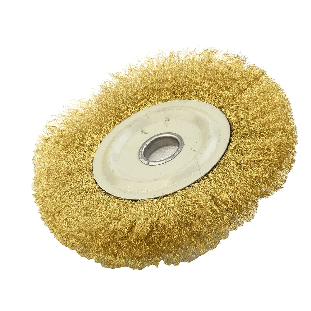 

5Inch Wire Brush Pure Copper Wire Wheel Round Brass Brush Soft Wire Brush Wheel For Bench Grinder Metal Polishing Deburring