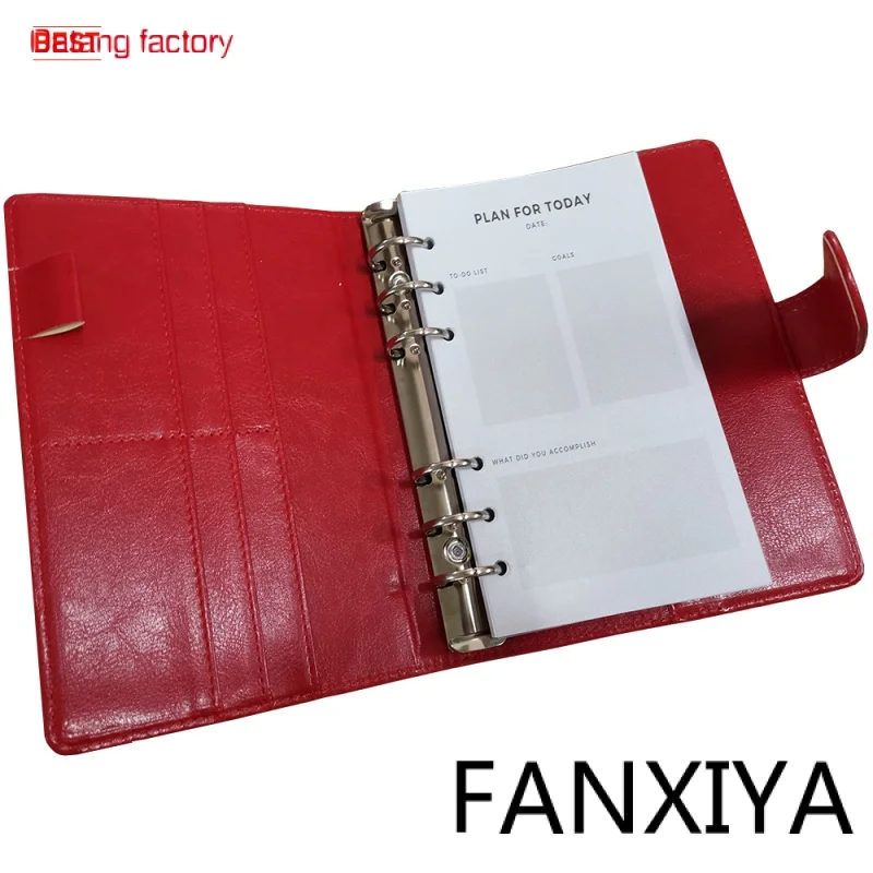 

2023 Custom A6 Budget Loose-leaf Binder Planner OPP Bag Recording Vegan Leather Notebook Spiral Note Book Pu Leather Pen Holder