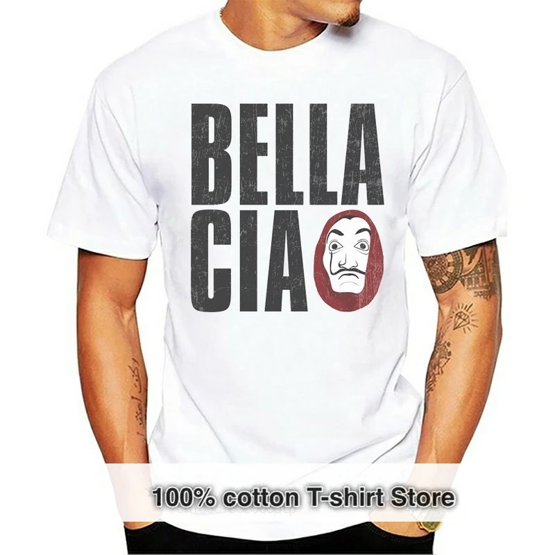 

Bella Ciao II T-Shirt Money Mask La Casa Heist de Papel Dali Tokio Professor 2019 New Arrival Men T Shirt New
