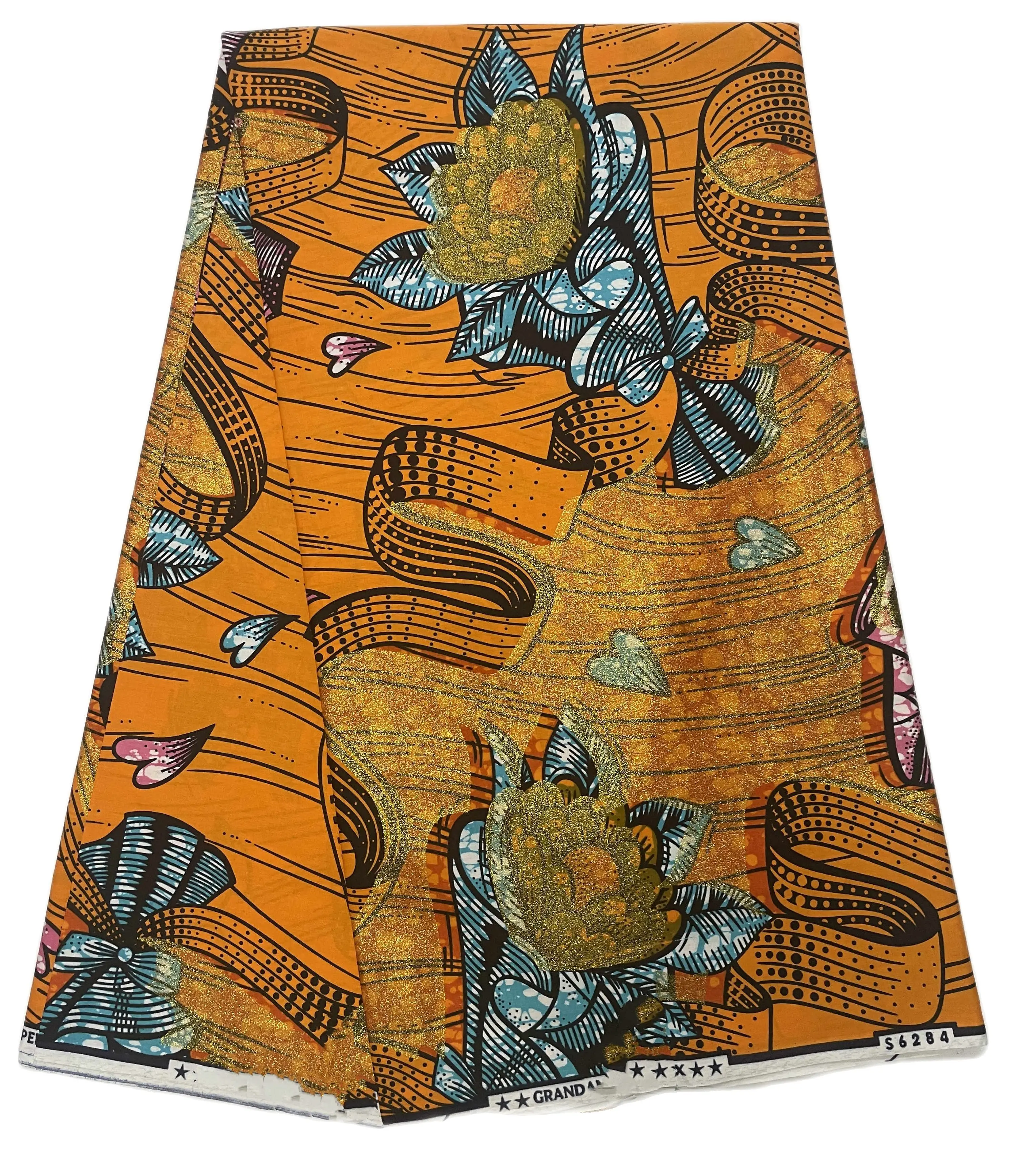 100% настоящий воск Анкара африканские принты ткани для платья Мягкий золотой