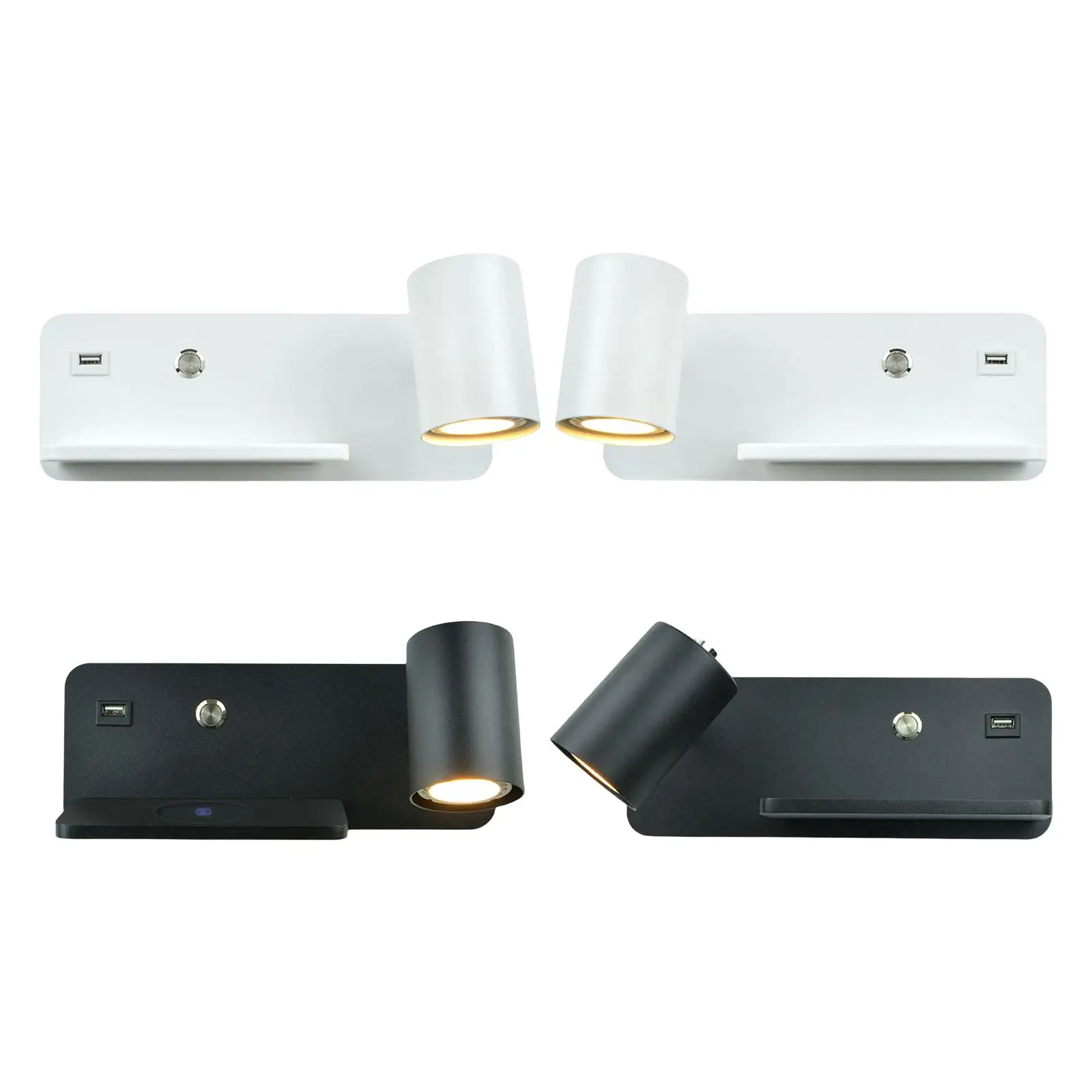 

Gu10 Wall Lamp with USB Port Cordless Charging Adjustable Spotlight Sconce