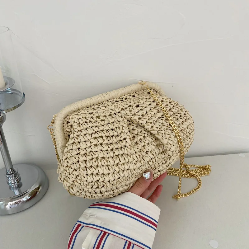 

Fashion Straw Bag Luxury Designer Handbags Brand Women Day Clutch Bag Summer Handmade Bag Lady Chain Shoulder Crossbody Bag