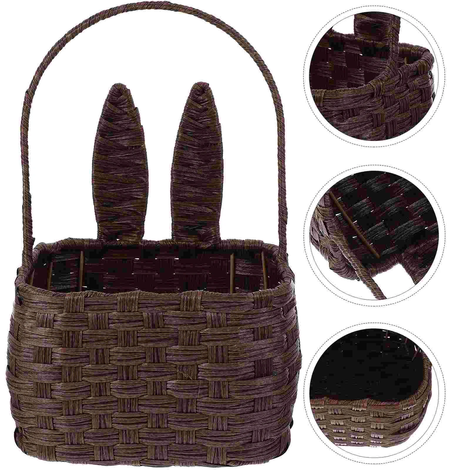 

Basket Storage Baskets Easter Wicker Rattan Woven Handles Bins Shelf Fruit Seagrass Bunny Bread Snack Nesting Closet Organizing
