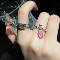 beautiful crystal zirconia stones open rings for women korean style delicate simple new jewelry ring