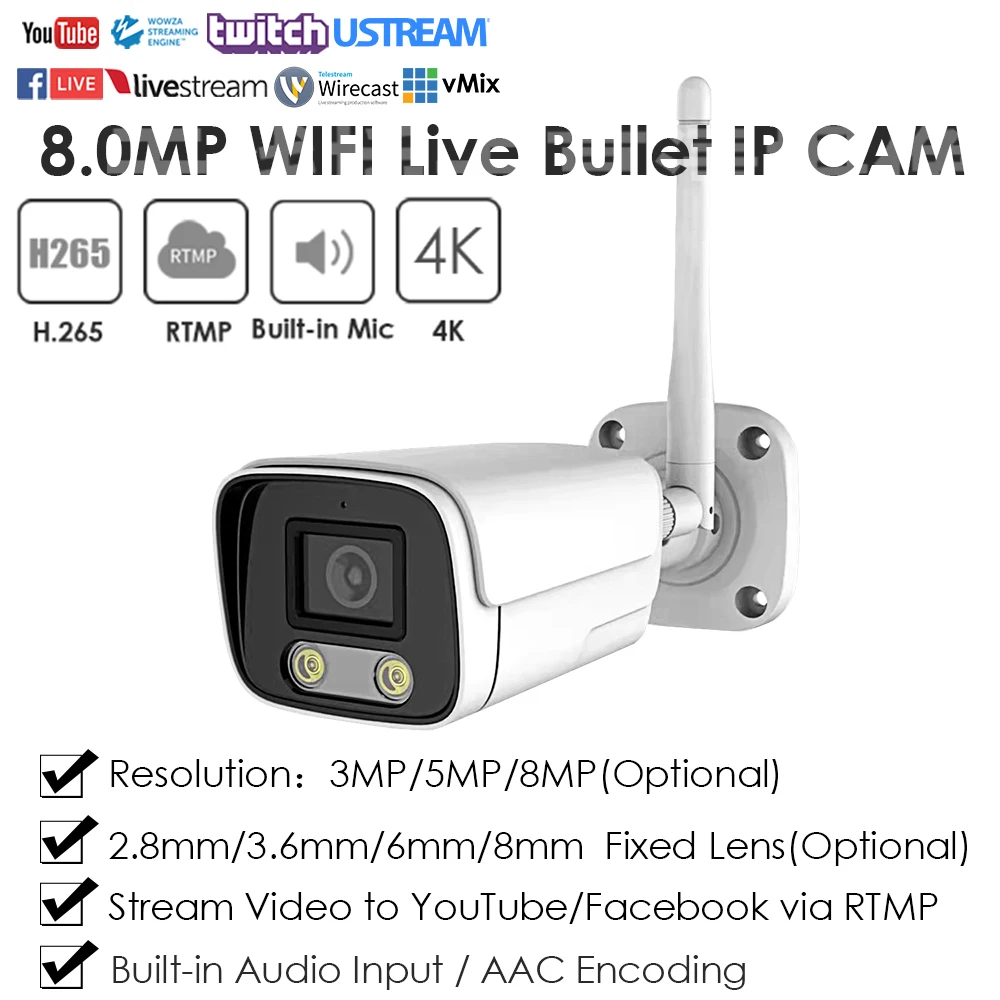Беспроводная IP-камера IMX415 4K 8 Мп Wi-Fi ИК светильник ка прямая трансляция Push-видео в