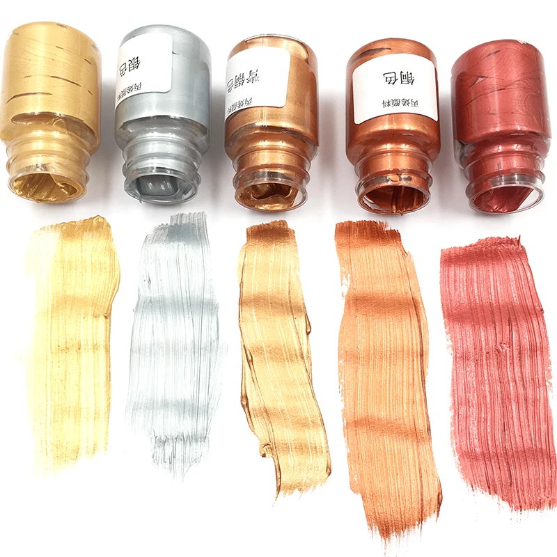 Краска акриловая металлическая золотистая/серебристая 20 мл | Дом и сад