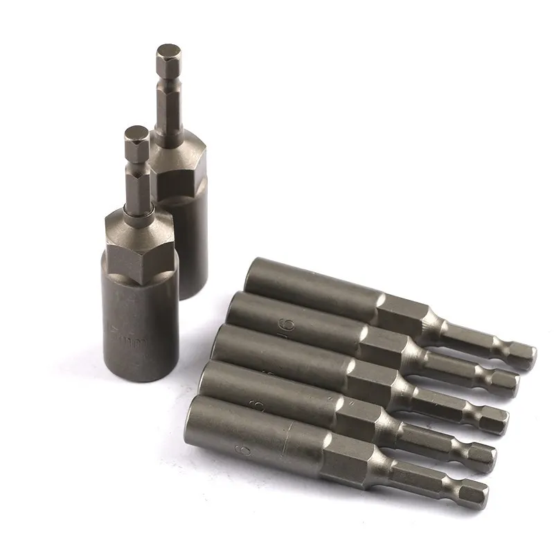 

6Pcs 6mm-17mm 80mm Length Extra Deep Bolt Nut Bit Set Metric 1/4 6.35mm Hex Shank Impact Socket Adapter for Power Tools